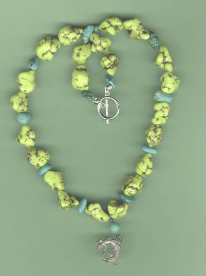 Blue, Green Turquoise Lizard Necklace