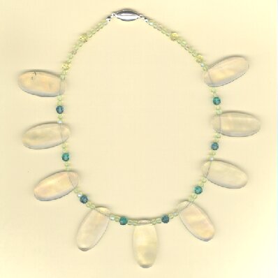 Yellow, Turquoise Glass Beaded Choker